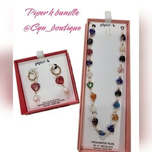 🌸▪️ Piper K ▪️Freshwater Pearl & Glass 18" Bead Necklace & Earring Bundle Set